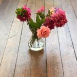 flowers on floor of meetinghouse